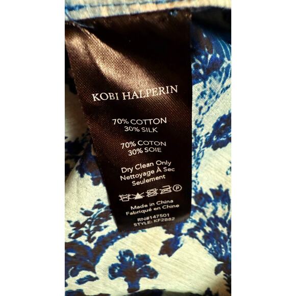 Kobi Halperin Lulu Blouse Long Sleeves Button Down Shirt Blue Floral Print Sz S - Picture 10 of 10